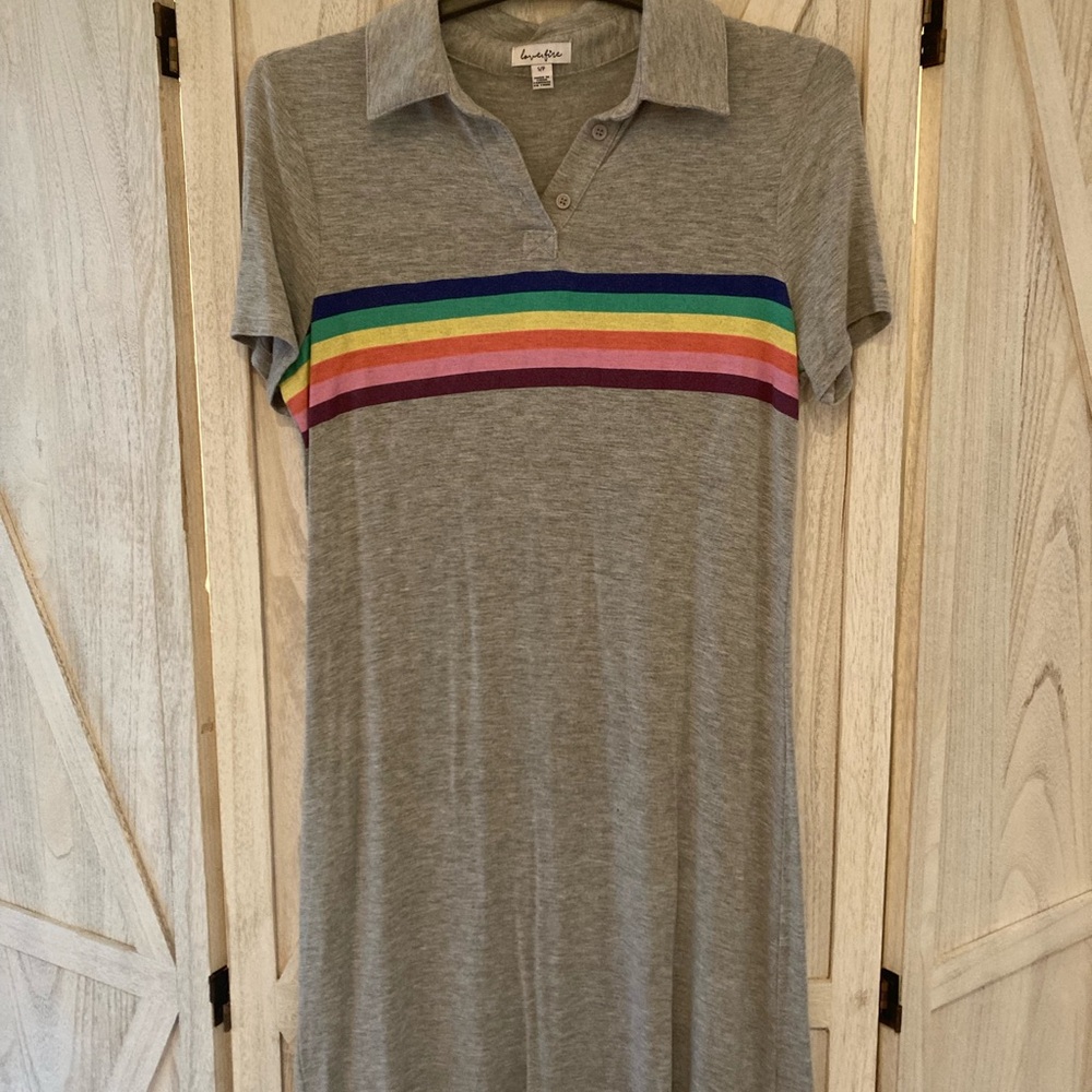Love Fire Gray Polo Shirt Dress Casual Short Sleeve